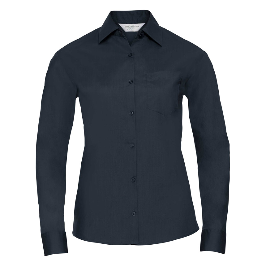 R934F-Ladies LS PolyCotton Poplin Shirt